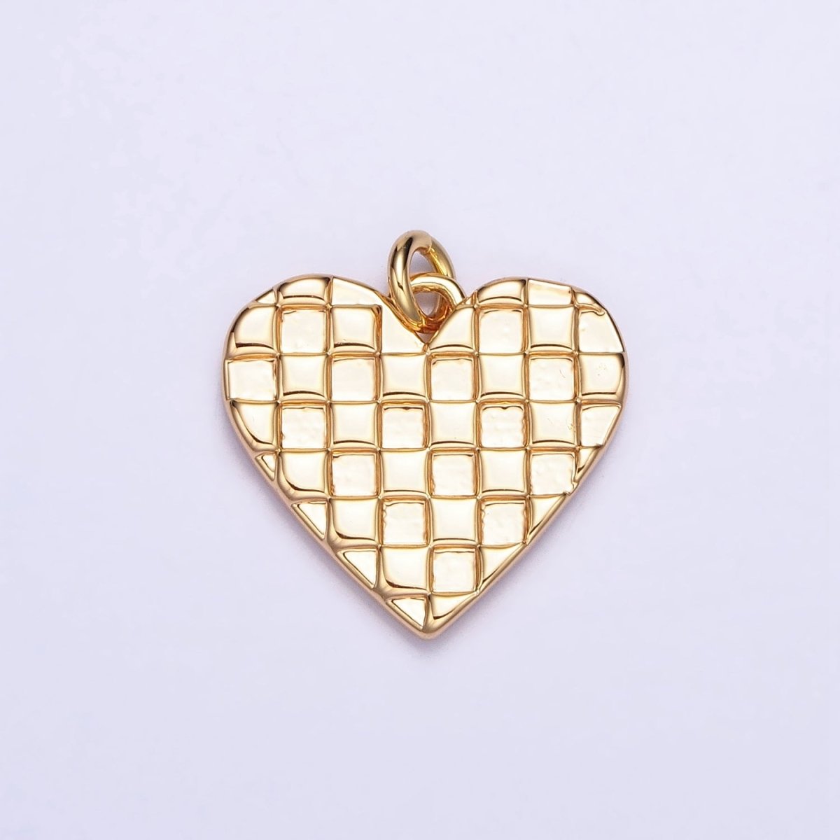 Mini Gold Filled Heart Pendant, Checker Heart Charm Love Pendant N-296 AC-399 - DLUXCA