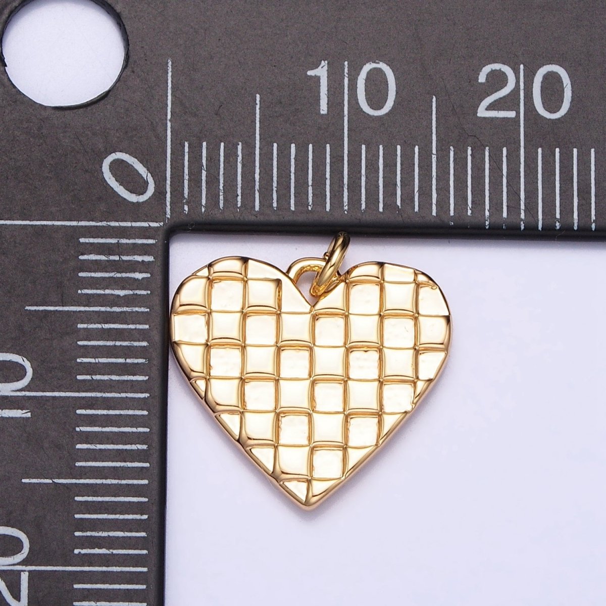 Mini Gold Filled Heart Pendant, Checker Heart Charm Love Pendant N-296 AC-399 - DLUXCA