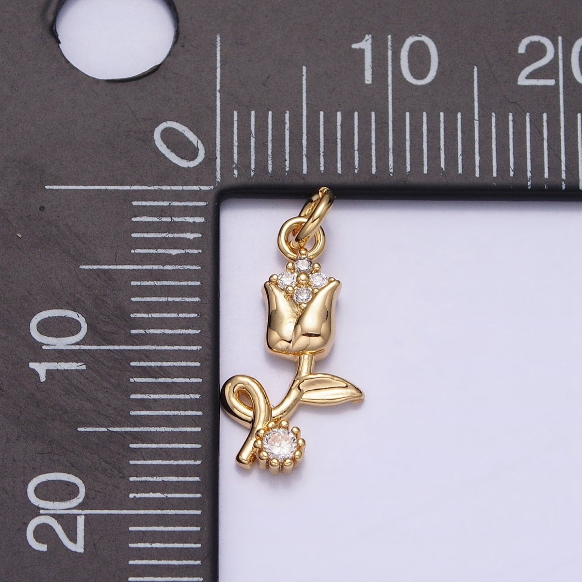Mini Gold Flower Charm With Cubic Zirconia Stone for Bracelet Necklace Earring Supply AC-500 AC-501 - DLUXCA