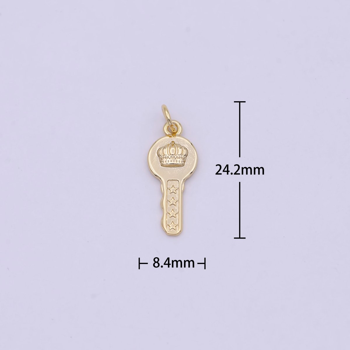 Mini Gold Key Charm with Crown Design N-365 - DLUXCA
