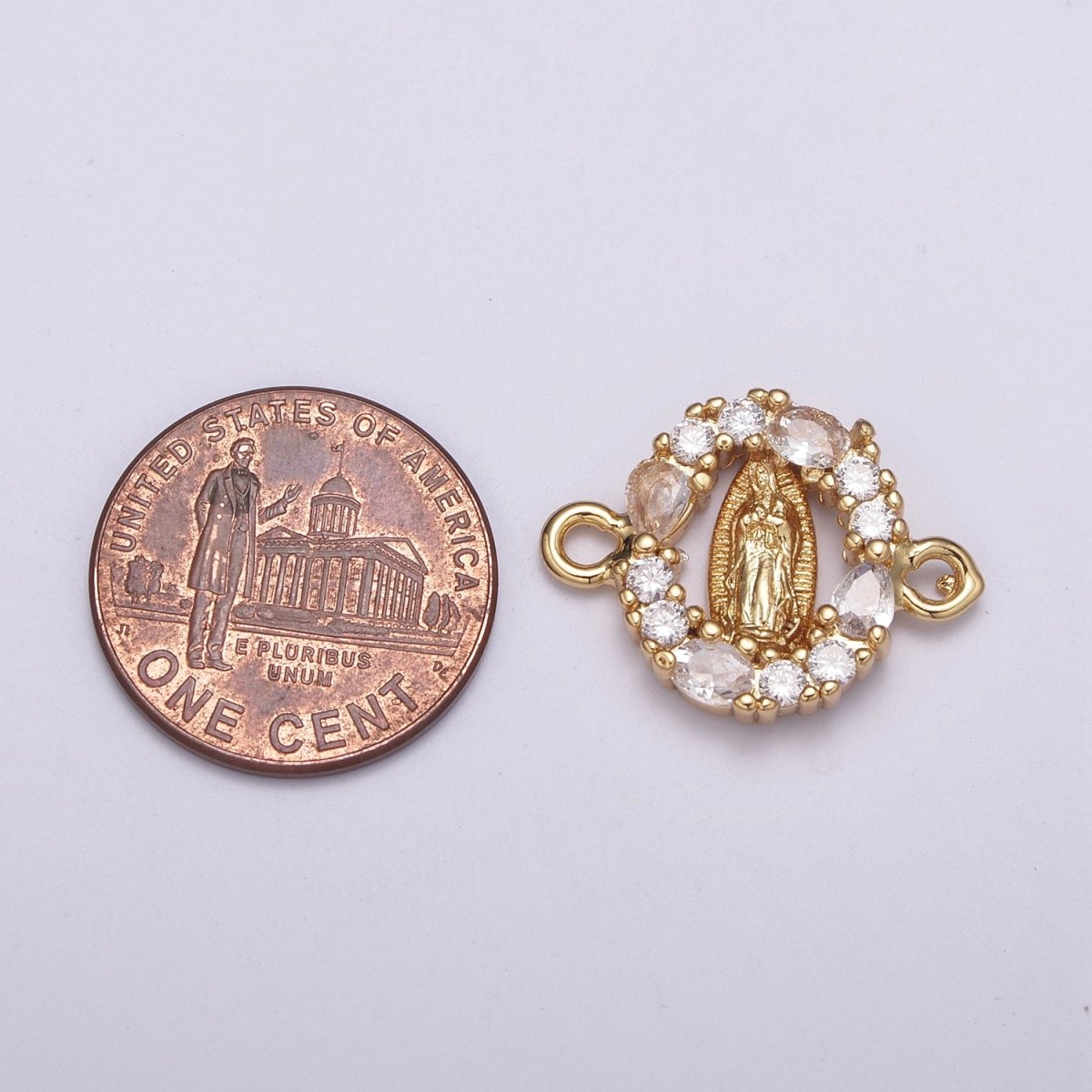 Mini Gold Lady Guadalupe Charm Link Connector for Bracelet Necklace Supply Component F-072 - DLUXCA