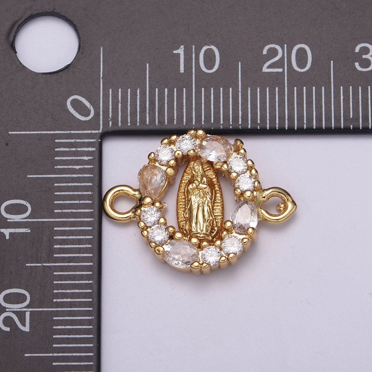 Mini Gold Lady Guadalupe Charm Link Connector for Bracelet Necklace Supply Component F-072 - DLUXCA