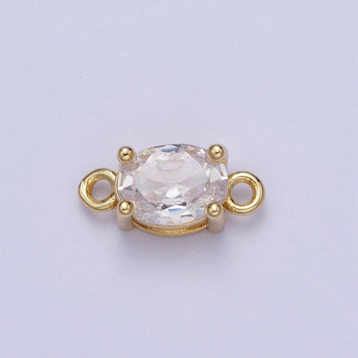 Mini Gold Oval Charm Connector for Necklace Bracelet Earring Link Connector Pink Clear CZ Stone Finding G-571 G-572 - DLUXCA