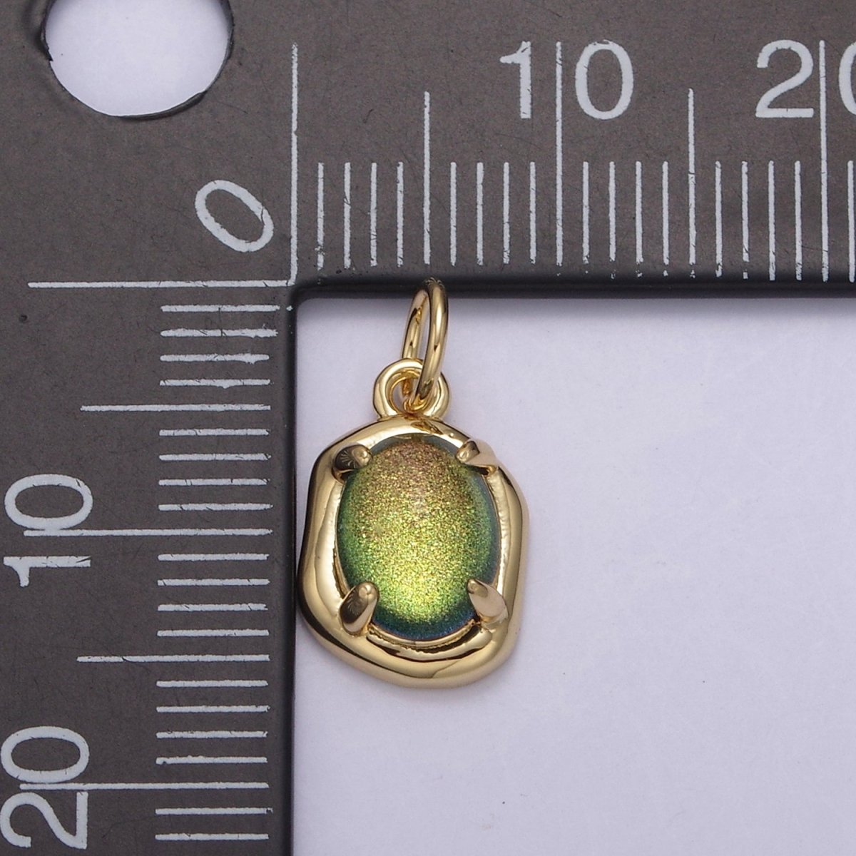 Mini Gold Oval Charm with Opal Stone for Minimalist Jewelry N-464 N-465 N-466 N-467 - DLUXCA