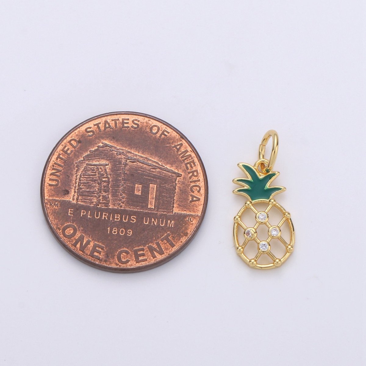 Mini Gold Pineapple Charm, Micro Pave Charms for Jewelry, Cubic Fruit Necklace Bracelet Charms, Fruit Charms, Dole Pendant 14k Gold Filled D-565 - DLUXCA