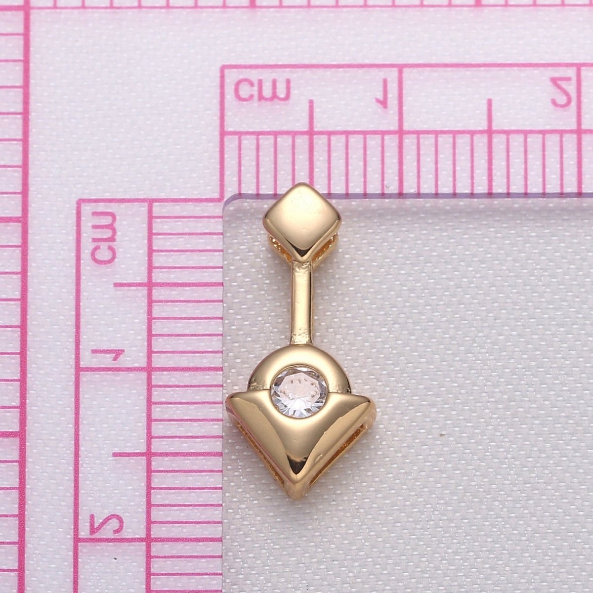 Mini Gold Plated Arrow Charm CZ Crystal Tiny Golden Way Direction Charm Pendant GP-689 - DLUXCA