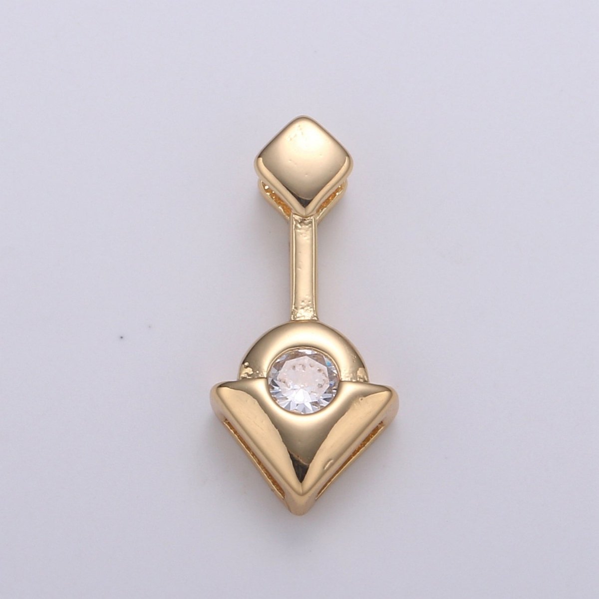 Mini Gold Plated Arrow Charm CZ Crystal Tiny Golden Way Direction Charm Pendant GP-689 - DLUXCA