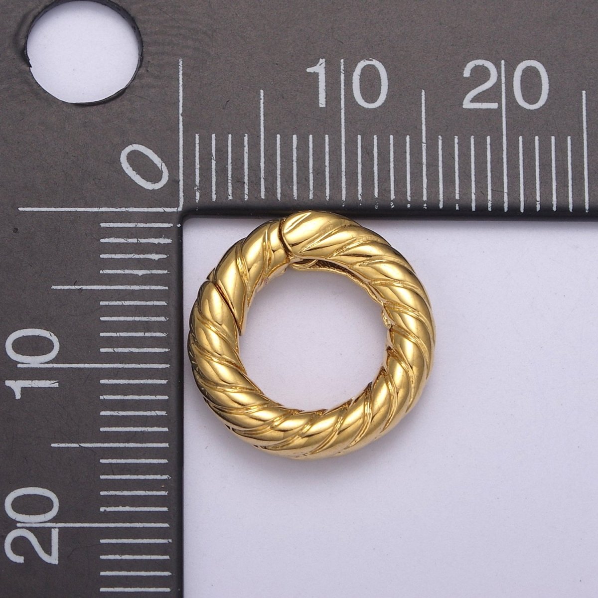 Mini Gold Push Gate ring, 15mm Round Twisted Rope Ring Charm Holder L-598 L-599 - DLUXCA
