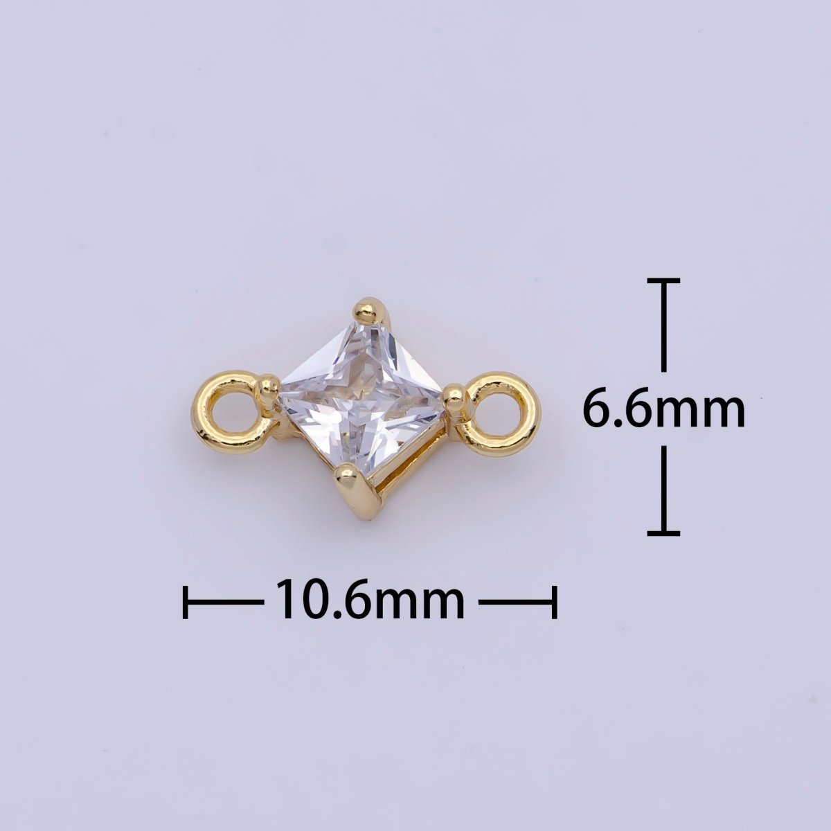 Mini Gold Rhombus CZ Charm Connector For Link Charm Connector | G-920 - DLUXCA
