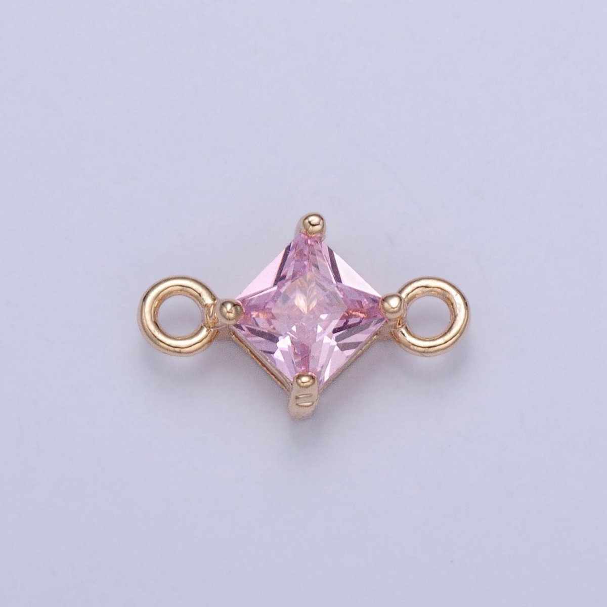 Mini Gold Rhombus Red, Pink CZ Charm Connector For Link Charm Connector | G-918 G-919 - DLUXCA