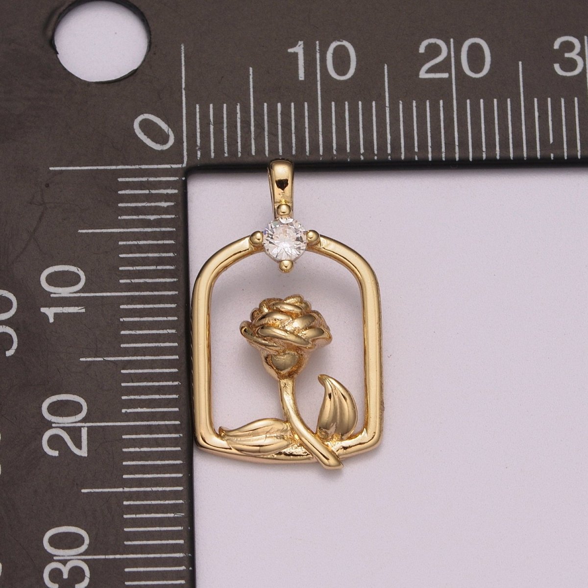 Mini Gold rose Charm Micro Pave Flower Charm Minimalist Jewelry Pendant for Necklace Bracelet Component M-784 - DLUXCA