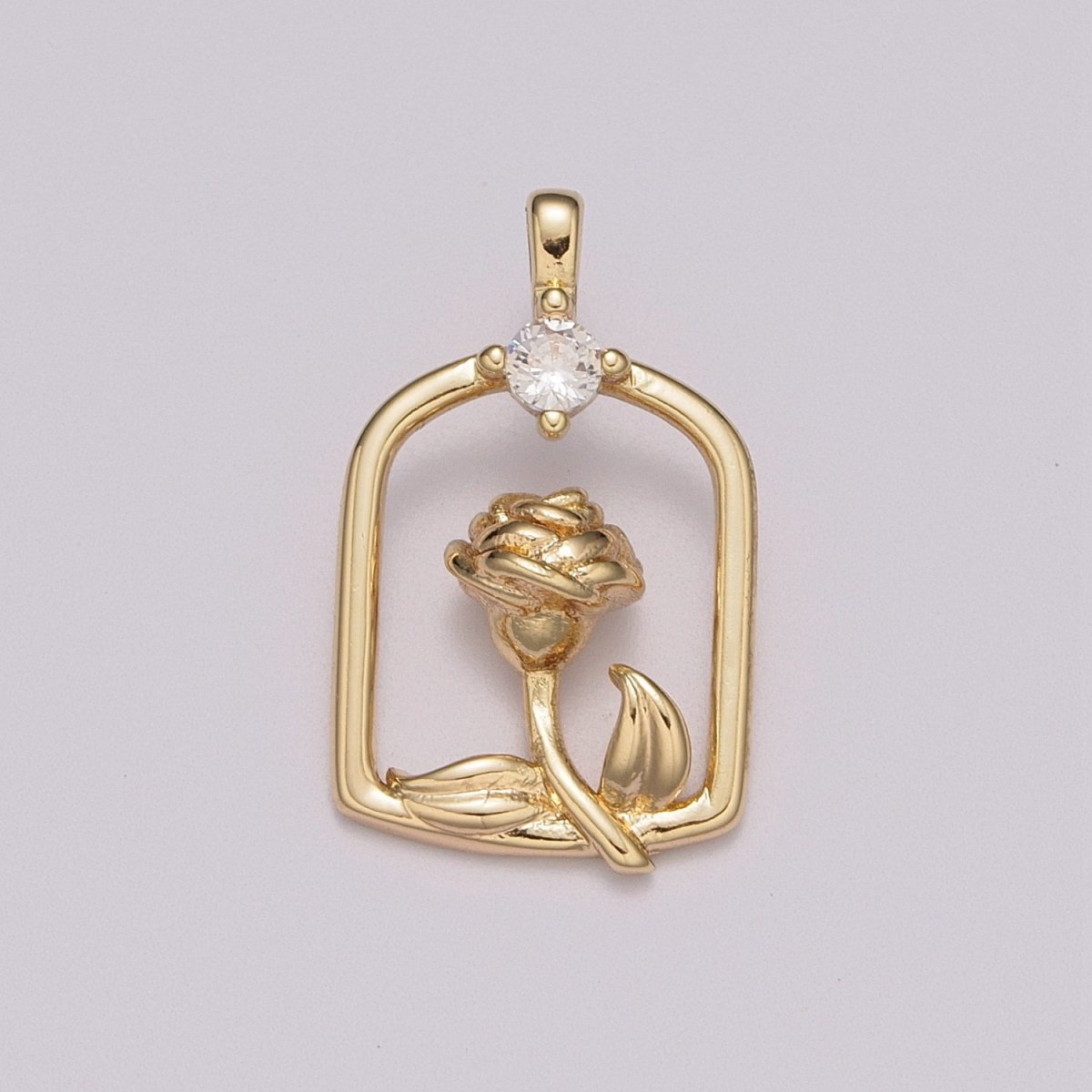 Mini Gold rose Charm Micro Pave Flower Charm Minimalist Jewelry Pendant for Necklace Bracelet Component M-784 - DLUXCA
