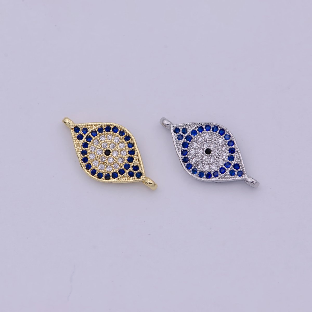 Mini Gold / Silver Cubic Evil eye Charm Connector for Link connector Bracelet, Necklace Component F-047 F-064 - DLUXCA