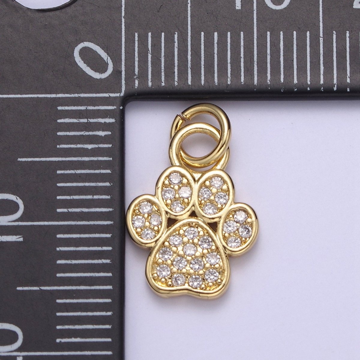 Mini Gold Silver Dog Cat Bear Paw Print Charms for Bracelet