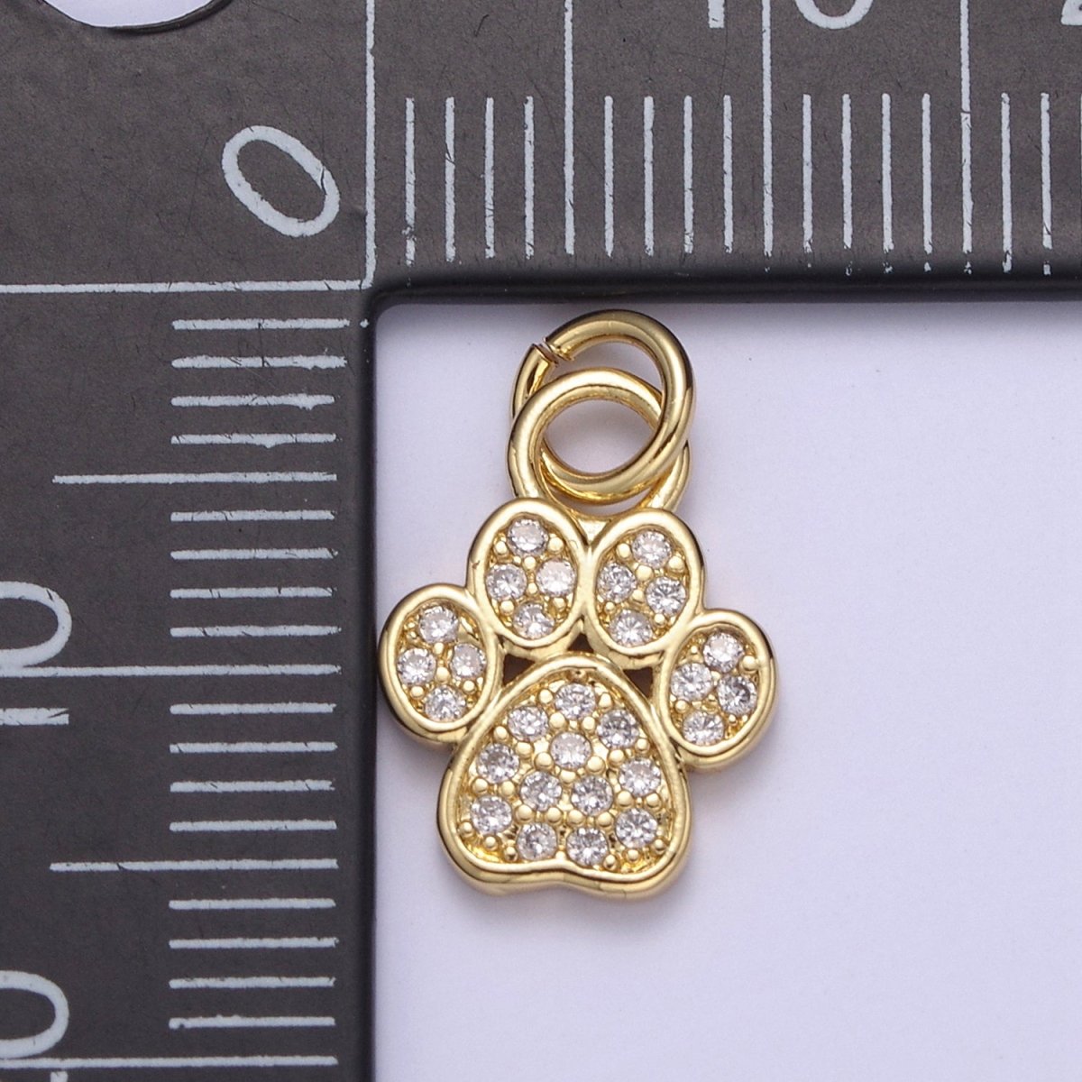 Mini Gold Silver Dog Cat Bear Paw Print Charms for Bracelet Necklace Earring CZ Charm Jewelry Making Supply N-683 N-684 - DLUXCA