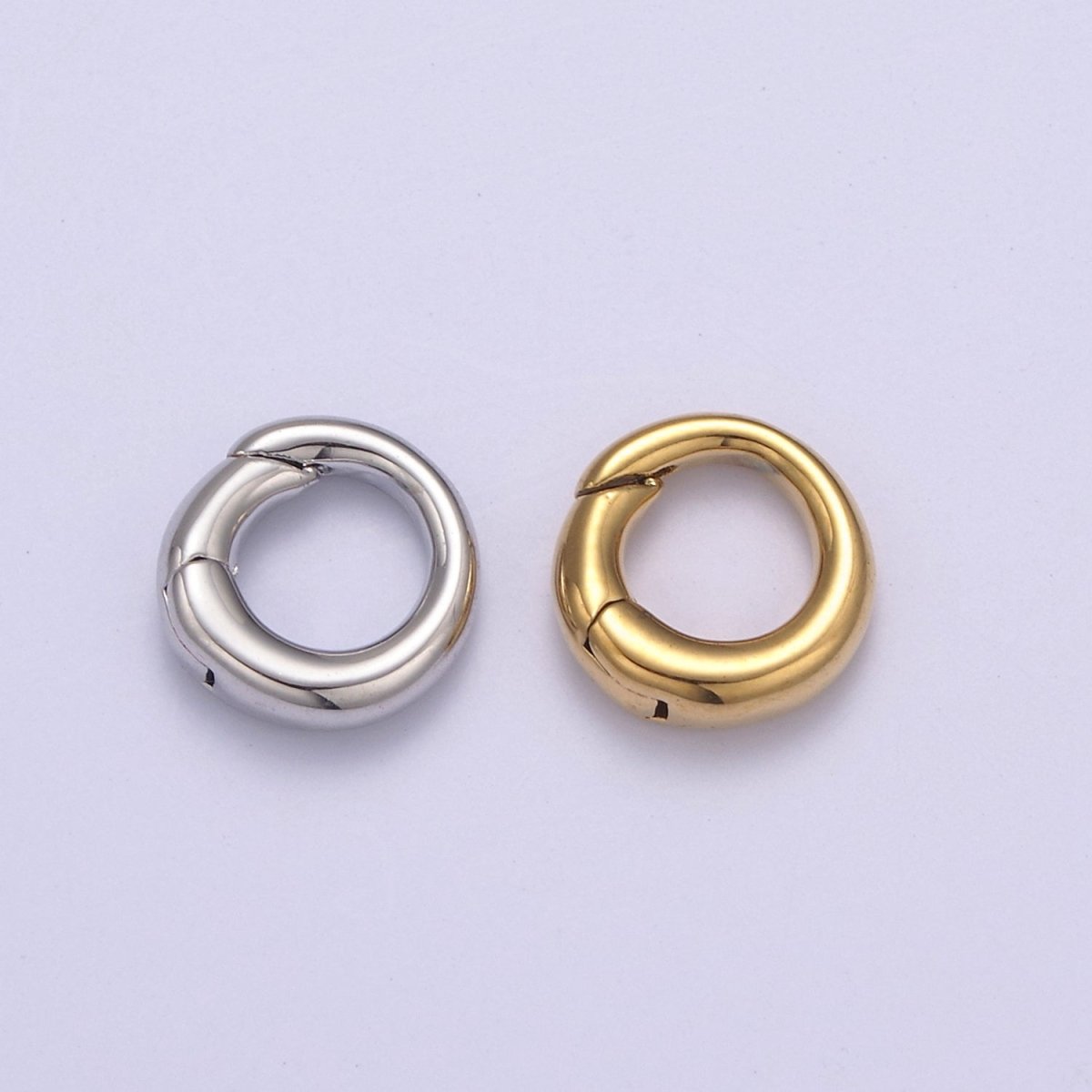 Mini Gold Silver Spring Gate Ring 10mm Round Circle Ring, Round Clasp, Push Clip Clasp, Spring Gate for Jewelry Making L-656 L-657 - DLUXCA
