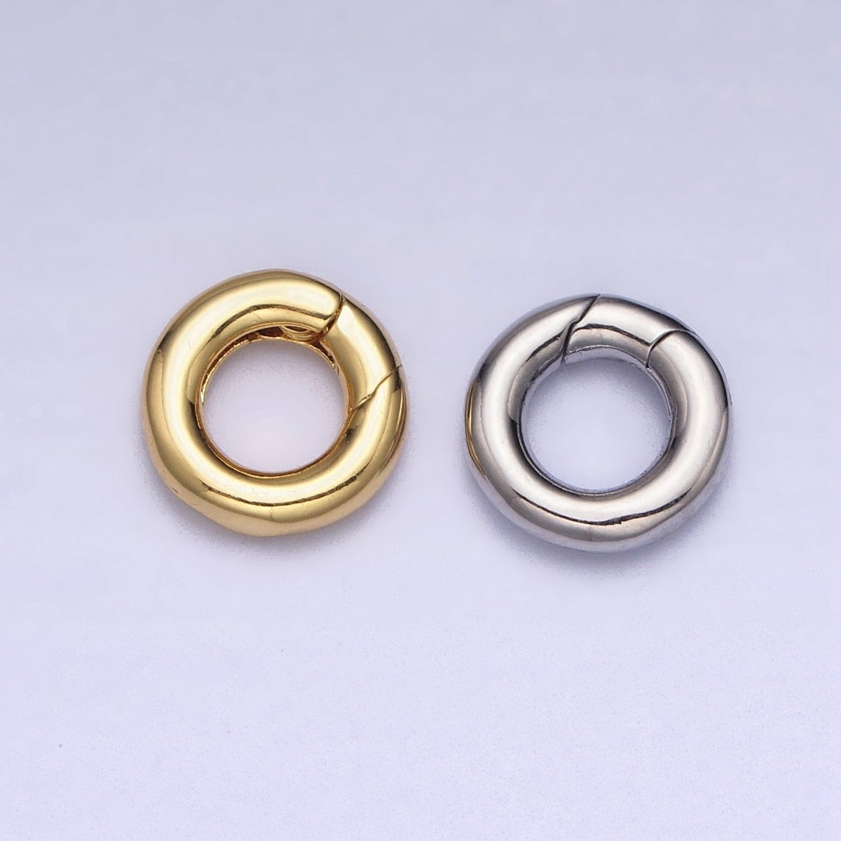 Mini Gold Silver Spring Gate Ring 10mm Round Circle Ring, Round Clasp, Push Clip Clasp, Spring Gate for Jewelry Making Z-303 Z-304 - DLUXCA