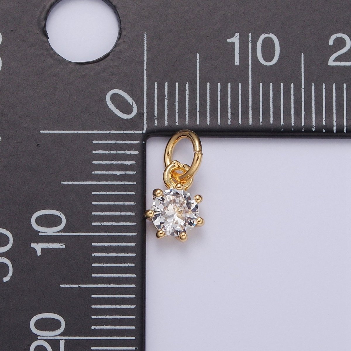 Mini Gold Solitaire Charm Micro Pave Filigree Charm for add on Bracelet Necklace Earring | X-107 - DLUXCA