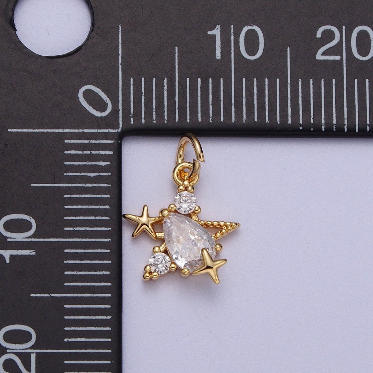 Mini Gold Star Charm Cz Stone Celestial Jewelry Add on Pendant A-112 - DLUXCA