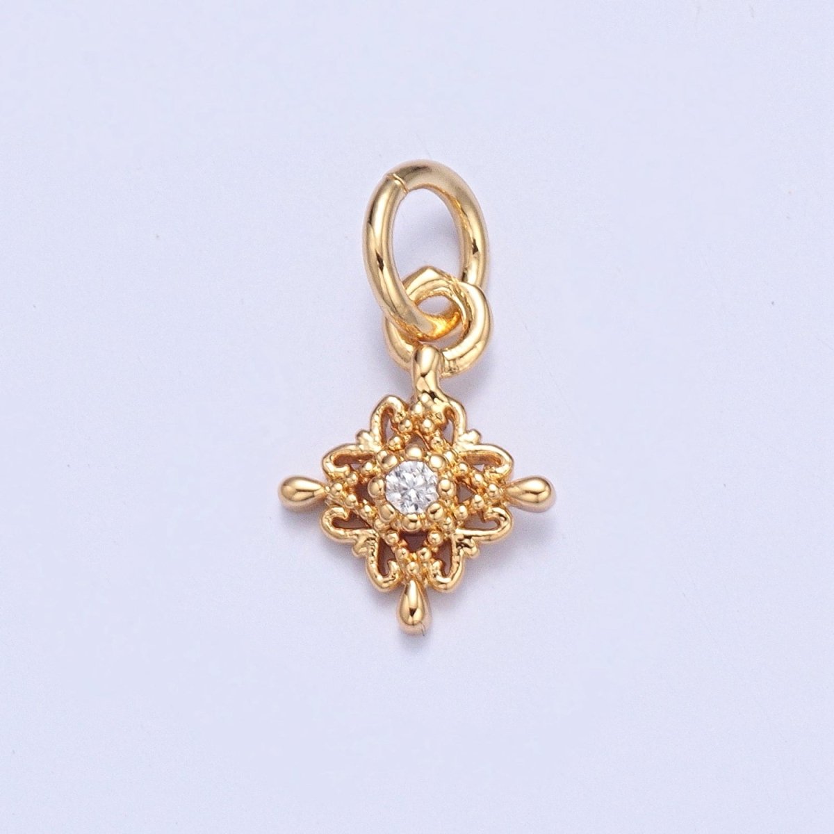 Mini Gold Star Charm Micro Pave Filigree Charm for add on Bracelet Necklace Earring | X-106 - DLUXCA