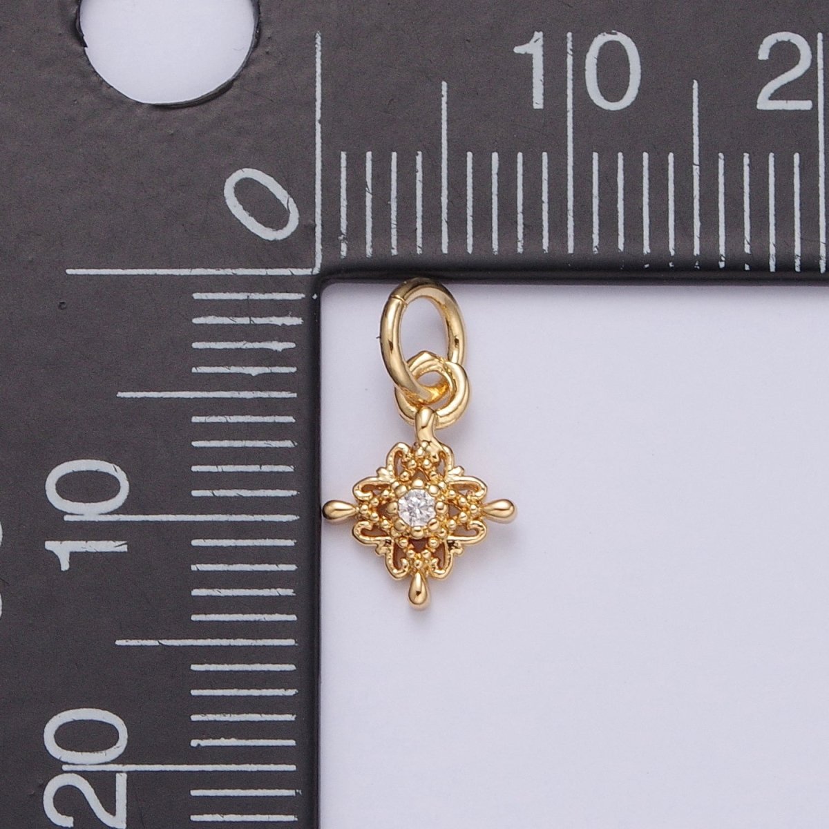 Mini Gold Star Charm Micro Pave Filigree Charm for add on Bracelet Necklace Earring | X-106 - DLUXCA