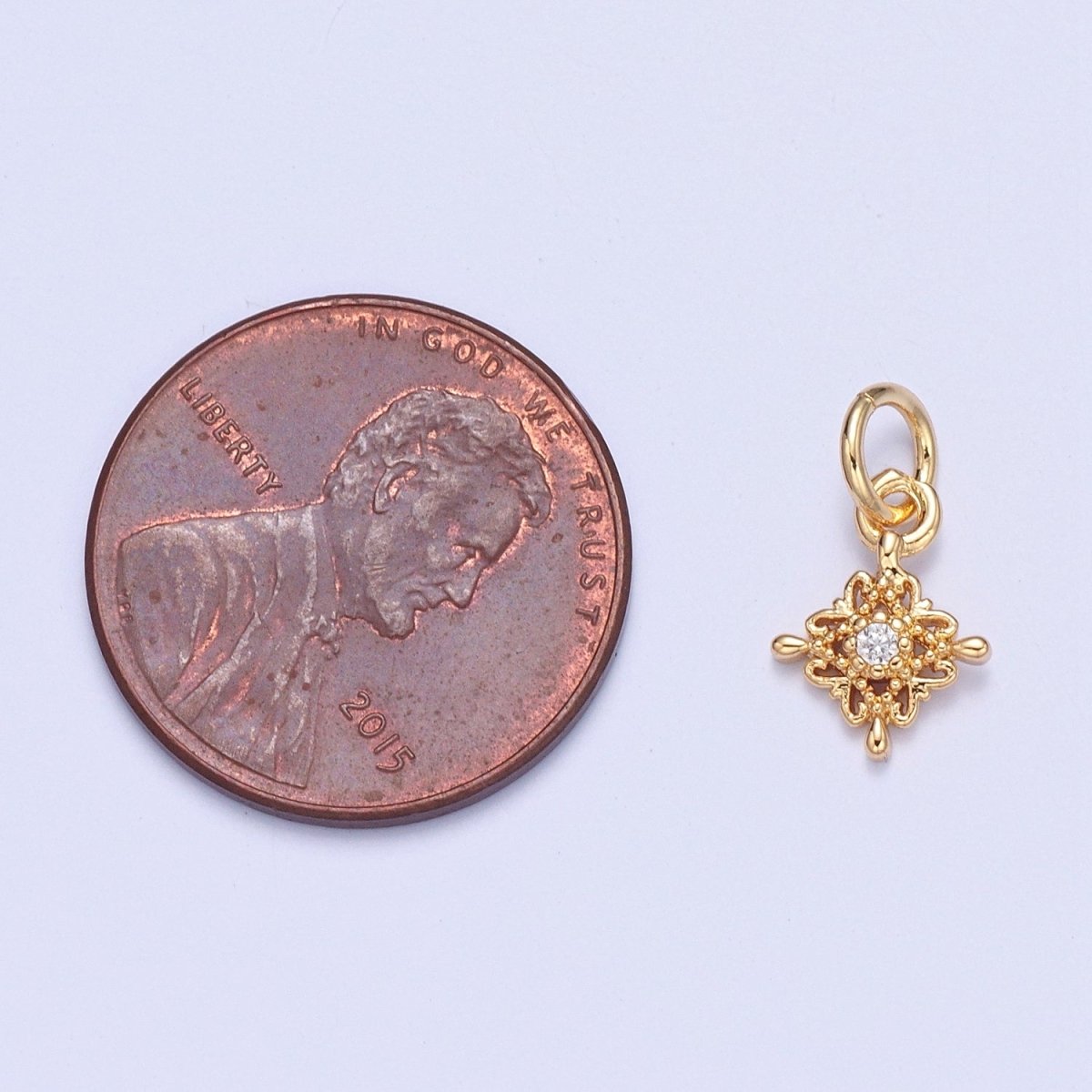 Mini Gold Star Charm Micro Pave Filigree Charm for add on Bracelet Necklace Earring | X-106 - DLUXCA