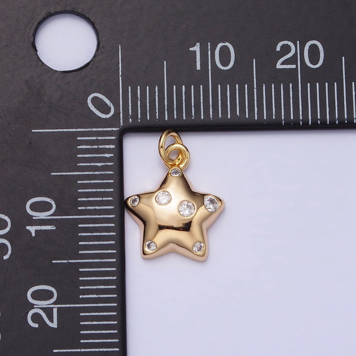 Mini Gold Star Charm with CZ Stone Dots Bubble Celestial Jewelry Pendant AC514 AC515 - DLUXCA