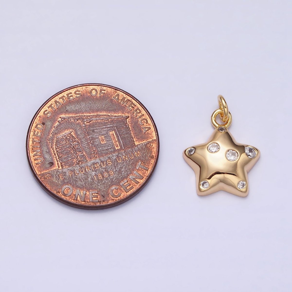 Mini Gold Star Charm with CZ Stone Dots Bubble Celestial Jewelry Pendant AC514 AC515 - DLUXCA