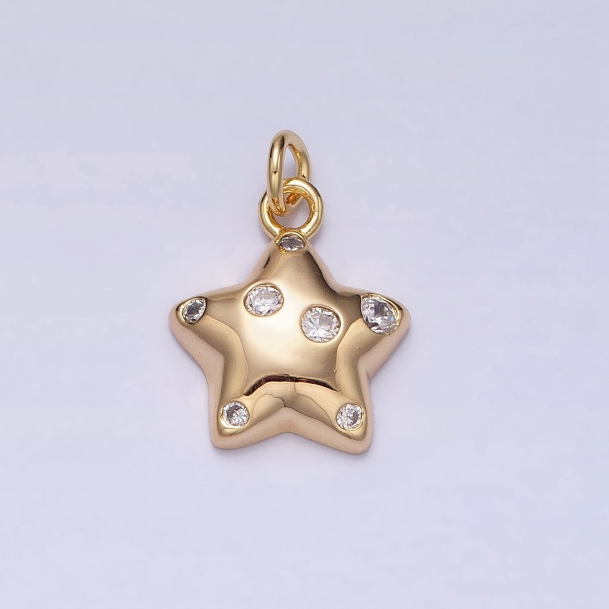 Mini Gold Star Charm with CZ Stone Dots Bubble Celestial Jewelry Pendant AC514 AC515 - DLUXCA