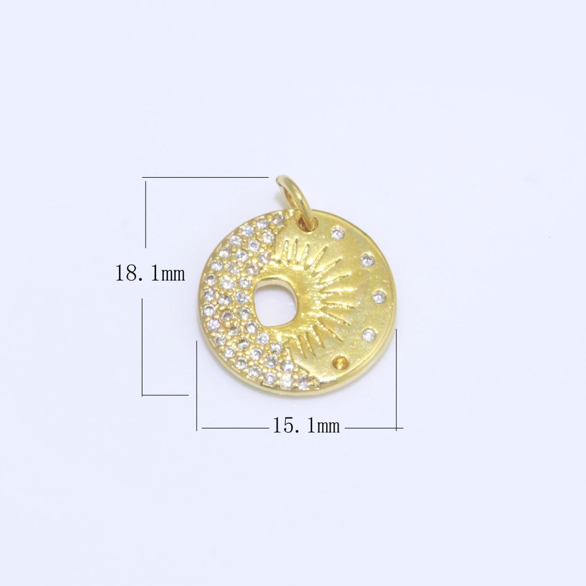 Mini Gold Sun Burst Charm Micro Pave Celestial pendant Jewelry M-693 - DLUXCA