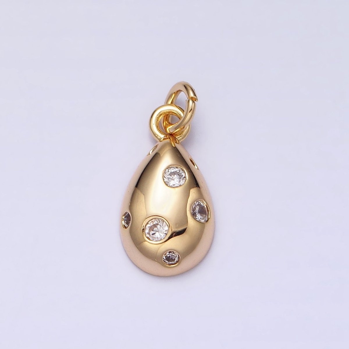 Mini Gold Tear Drop Charm with CZ Stone Dots Bubble Teardrop Pear Geometric Pendant AC490 AC491 - DLUXCA