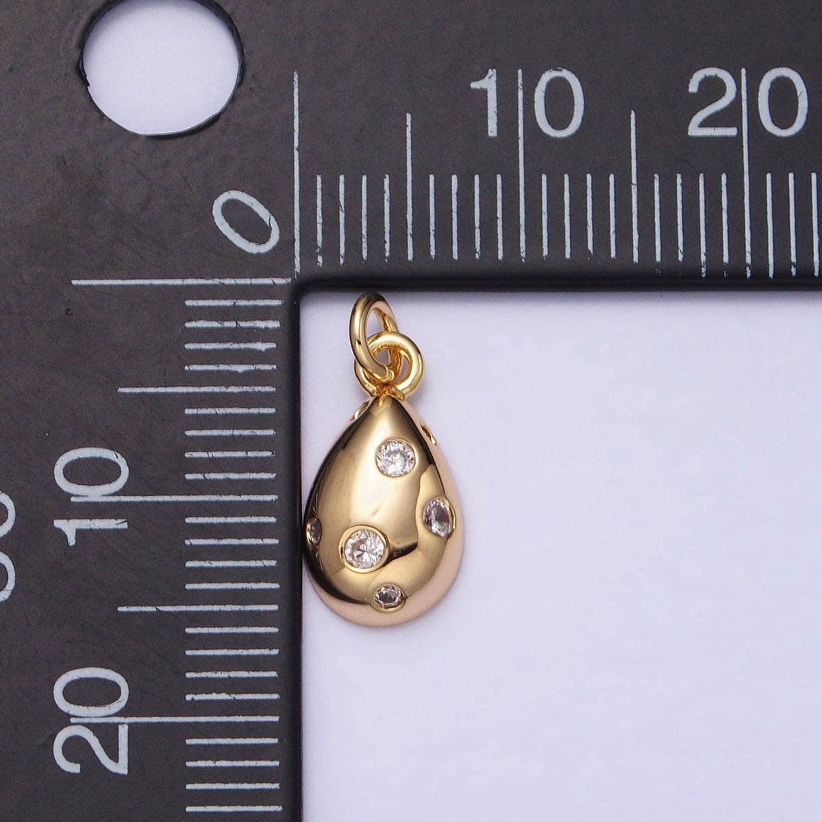 Mini Gold Tear Drop Charm with CZ Stone Dots Bubble Teardrop Pear Geometric Pendant AC490 AC491 - DLUXCA