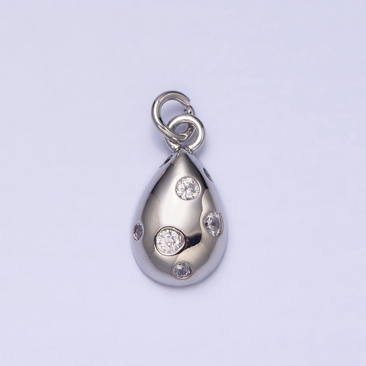 Mini Gold Tear Drop Charm with CZ Stone Dots Bubble Teardrop Pear Geometric Pendant AC490 AC491 - DLUXCA