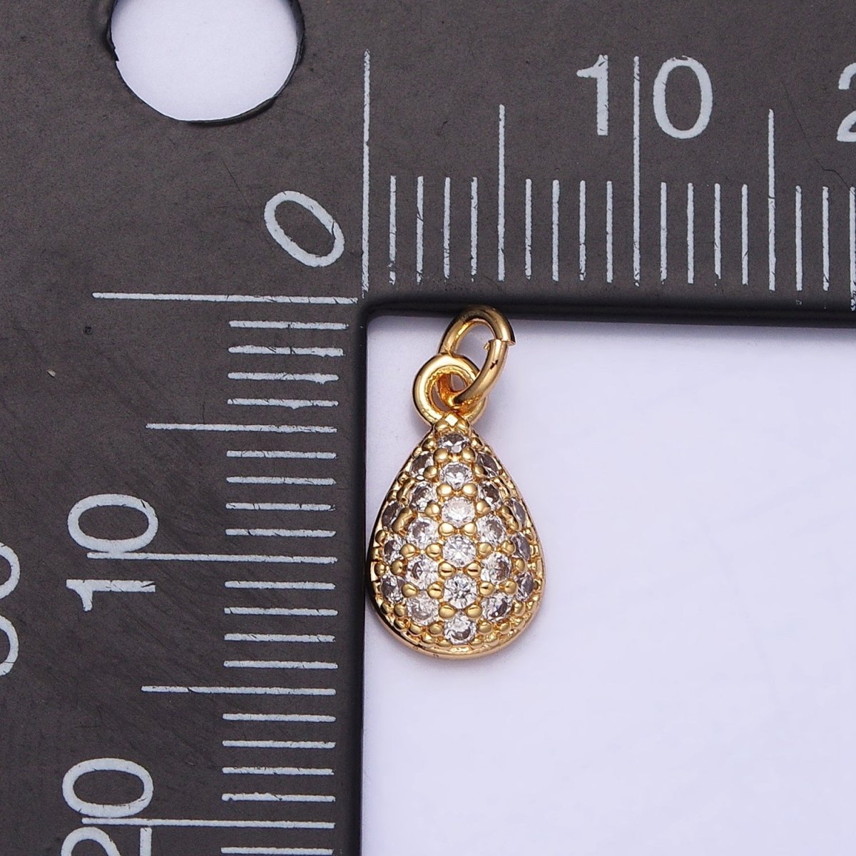 Mini Gold Tear Drop Charm with CZ Stone Teardrop Geometric Cubic Zirconia Pendant AC478 AC479 - DLUXCA