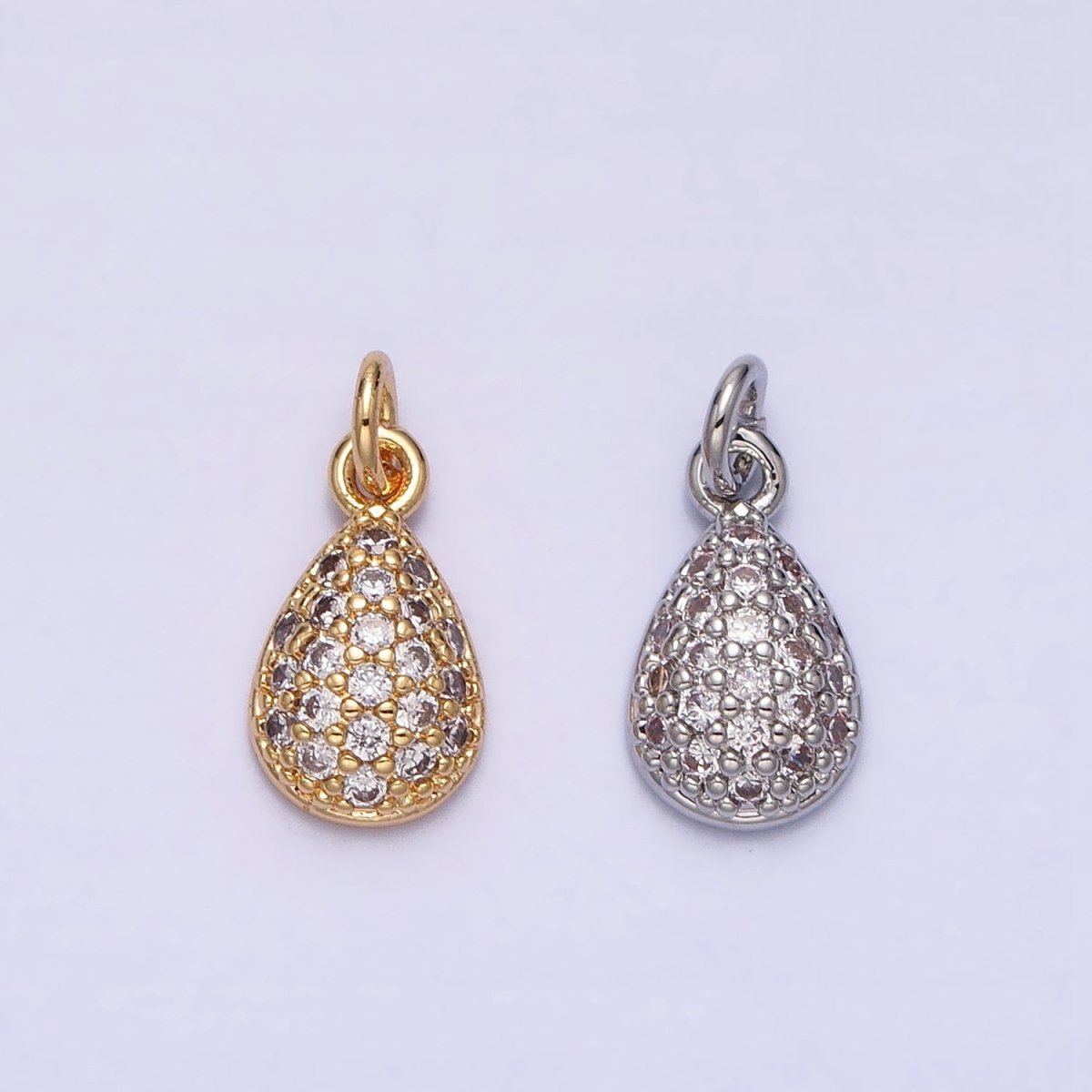 Mini Gold Tear Drop Charm with CZ Stone Teardrop Geometric Cubic Zirconia Pendant AC478 AC479 - DLUXCA