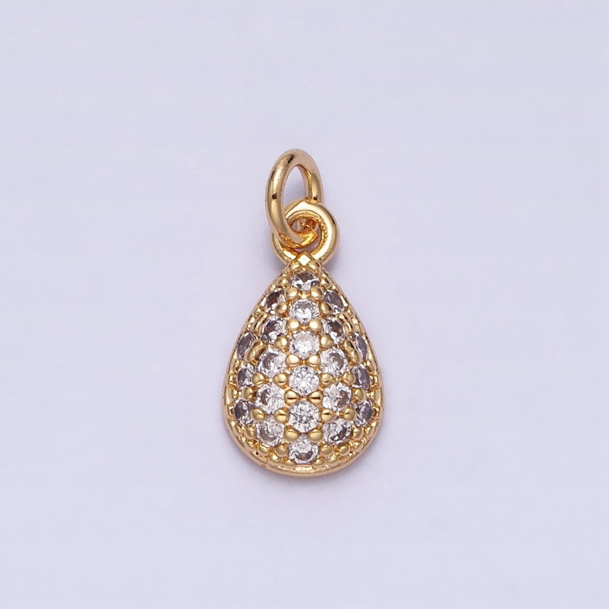 Mini Gold Tear Drop Charm with CZ Stone Teardrop Geometric Cubic Zirconia Pendant AC478 AC479 - DLUXCA