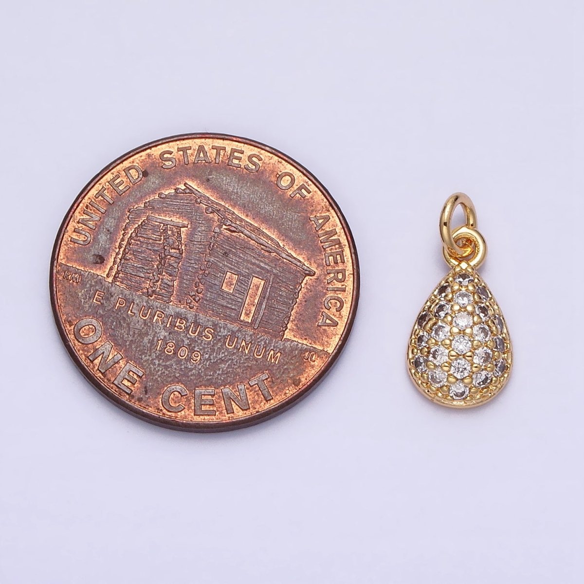 Mini Gold Tear Drop Charm with CZ Stone Teardrop Geometric Cubic Zirconia Pendant AC478 AC479 - DLUXCA