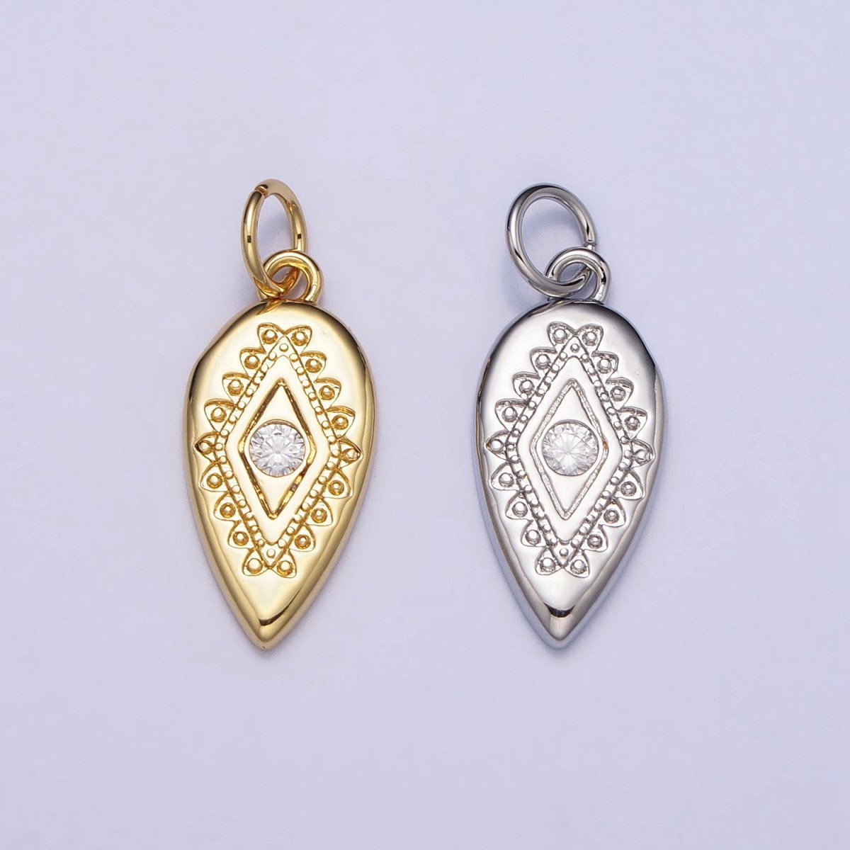 Mini Gold Tear Drop Evil Eye with Micro Pave cz Crystal Gold Charm | AC664 AC665 - DLUXCA