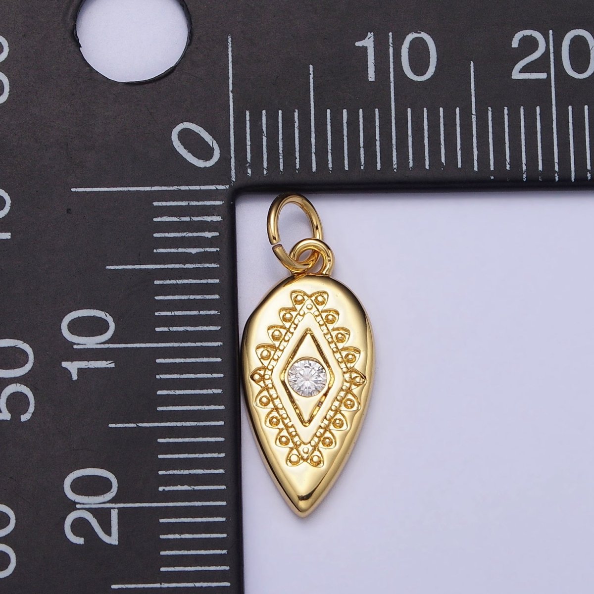 Mini Gold Tear Drop Evil Eye with Micro Pave cz Crystal Gold Charm | AC664 AC665 - DLUXCA