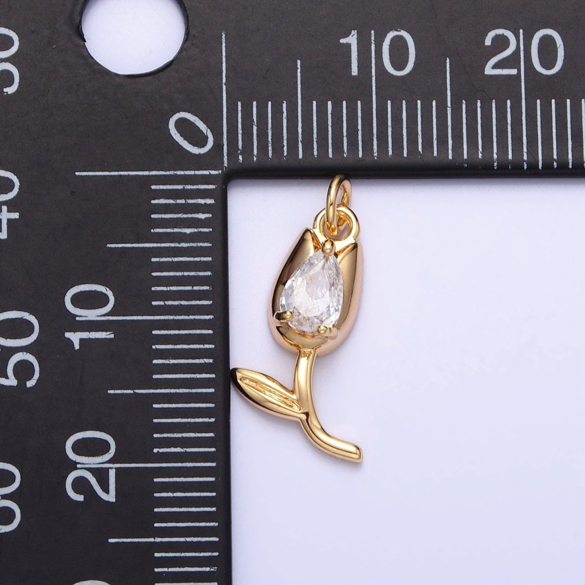 Mini Gold Tulip Charm CZ Silver Tulips Flower Buds Pendant AC777 AC778 - DLUXCA