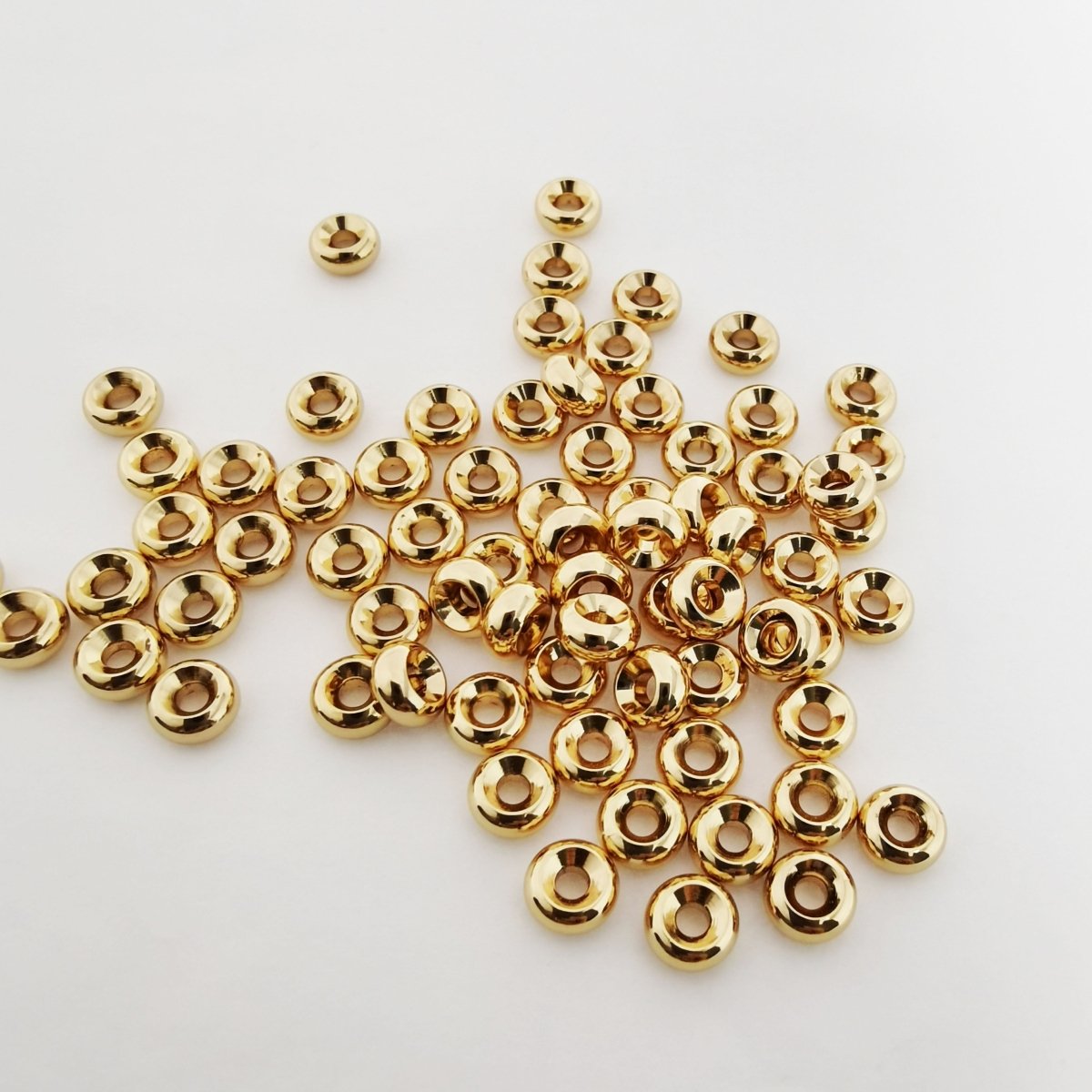 Mini Golden Donut Shape Beads, Plain Gold Filled Geometric Round Circle Shape Jewelry Making Beads B-276 - DLUXCA