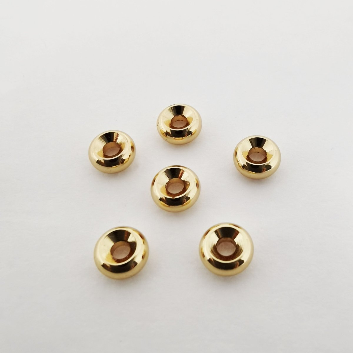 Mini Golden Donut Shape Beads, Plain Gold Filled Geometric Round Circle Shape Jewelry Making Beads B-276 - DLUXCA