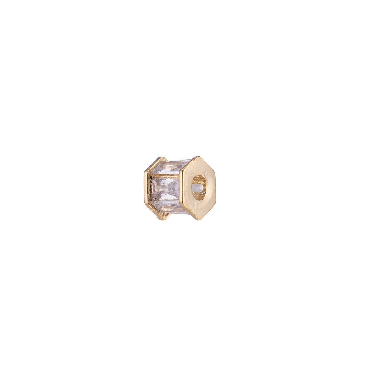 Mini Golden Hexagonal Beads, CZ Tiny Gold Filled Geometric Jewelry Making Beads Supplies B-146 - DLUXCA