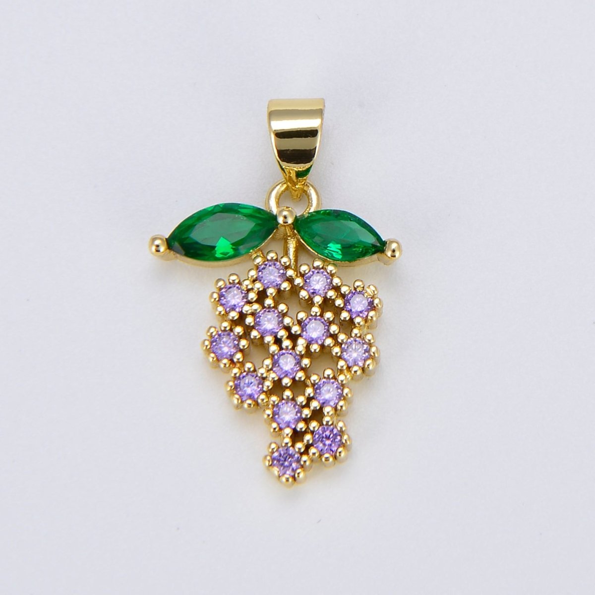 Mini Grape Charm Purple Micro Pave CZ Grapes Pendant Charm, Micro Pave CZ Fruit Pendant Charm For DIY Jewelry H-748 - DLUXCA