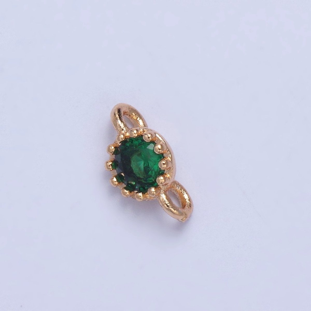 Mini Green CZ Gold Pave Charm Connector for Bracelet Necklace 16k Gold Filled F-695 - DLUXCA