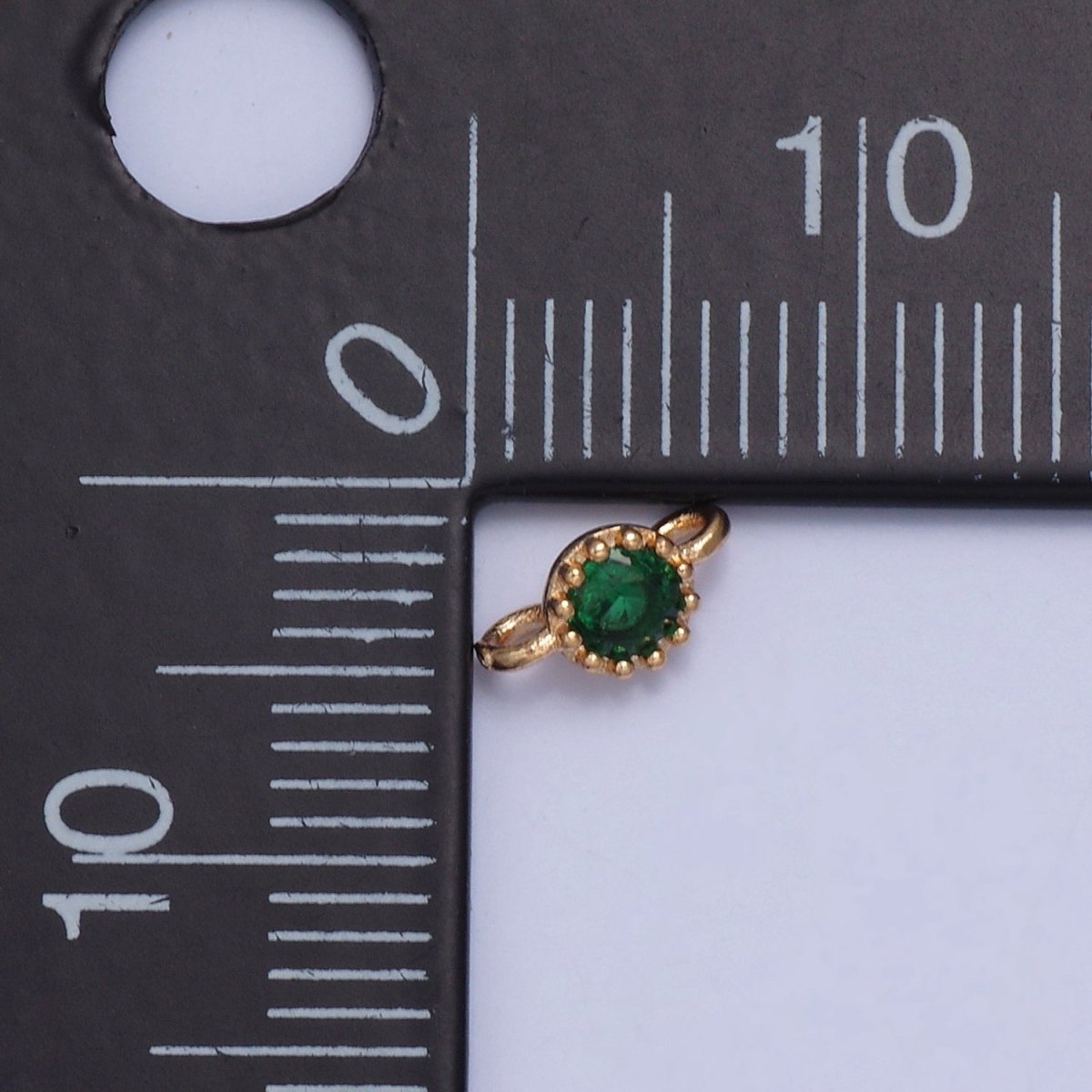 Mini Green CZ Gold Pave Charm Connector for Bracelet Necklace 16k Gold Filled F-695 - DLUXCA