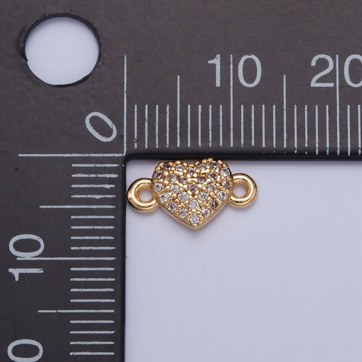 Mini Heart Charms for Necklace Earring Making Supplies 24K Gold Filled Micro Pave Love Charm Connector G-930 - DLUXCA