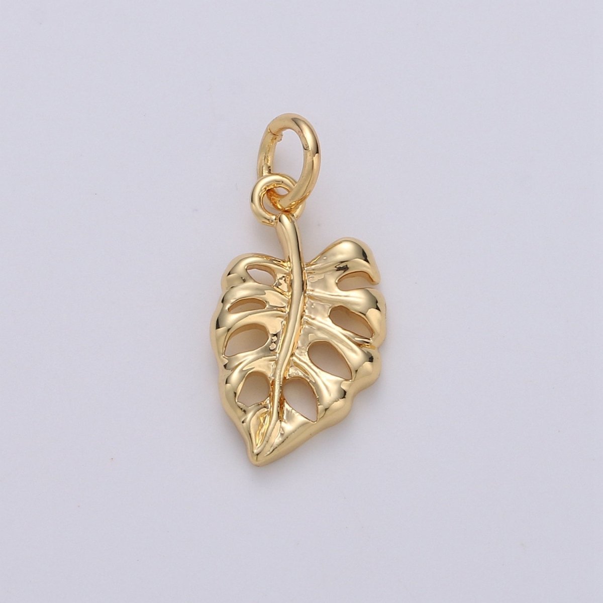Mini Leaf Charm Small Dainty Monstera Charm 14K gold filled Lead Free, Nickel free for Bracelet necklace earrings Component Silver Leaf, D-465 - DLUXCA