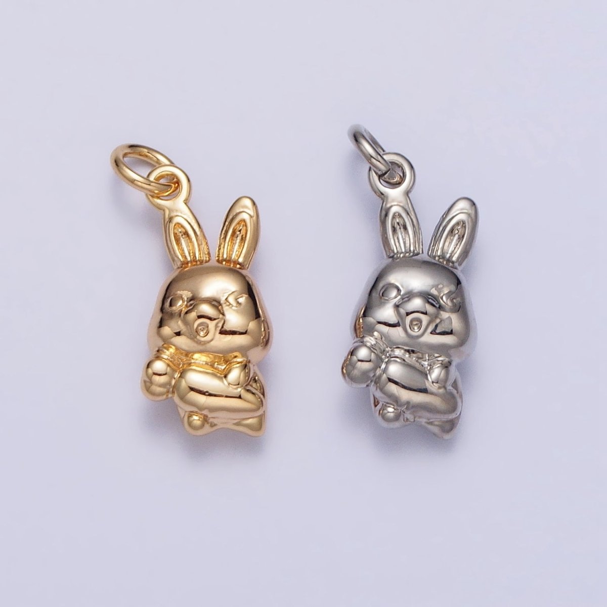 Mini Little Rabbit Bunny Carrot Add-On Charm in Gold & Silver | AC286 AC287 - DLUXCA