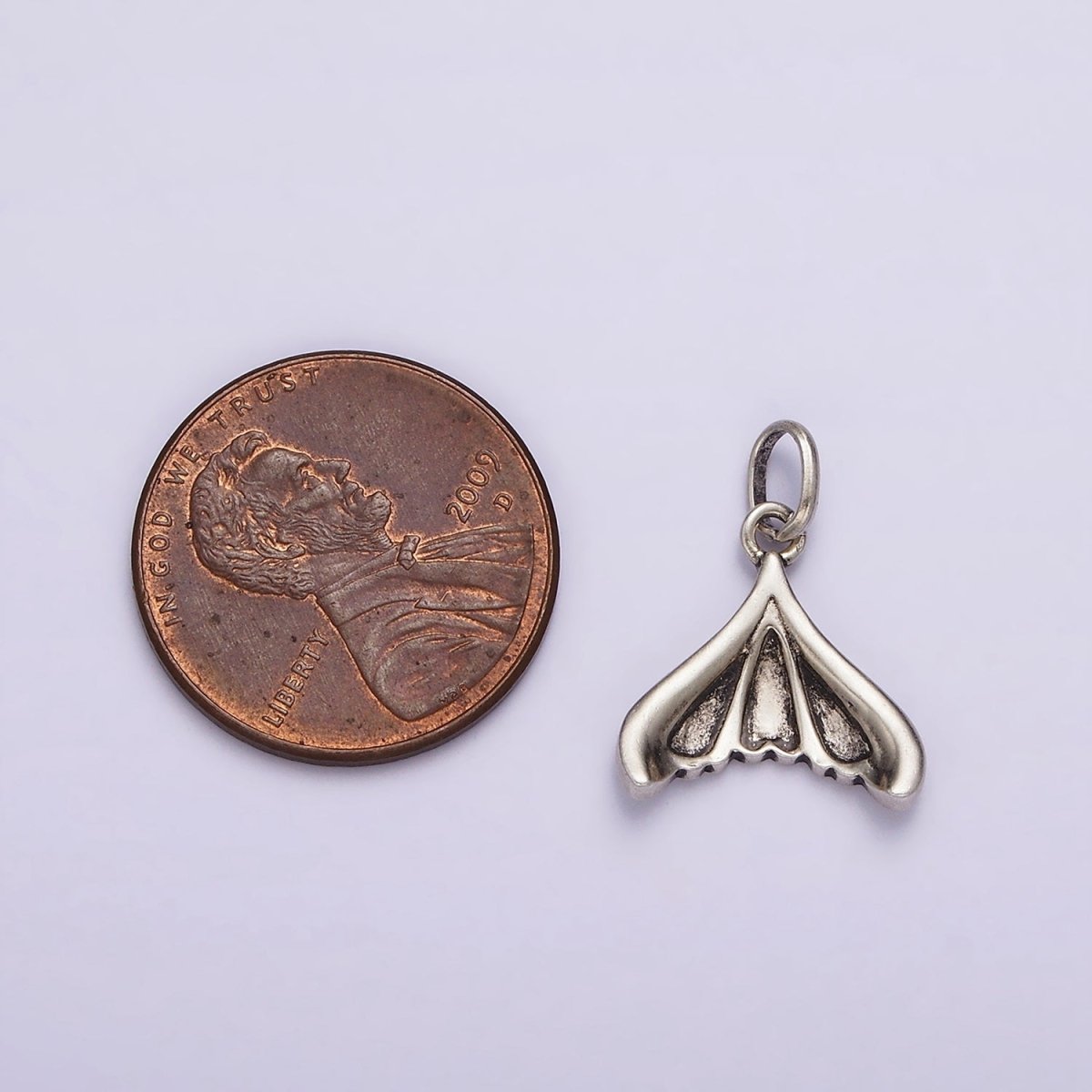 Mini Mermaid Tail Charm Coin Whale Pendant in 925 Sterling Silver Pendant SL-316 - DLUXCA